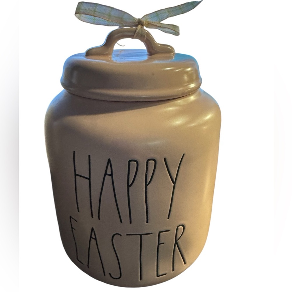 Rae Dunn Happy Easter Covered Pink Jar; NWOT